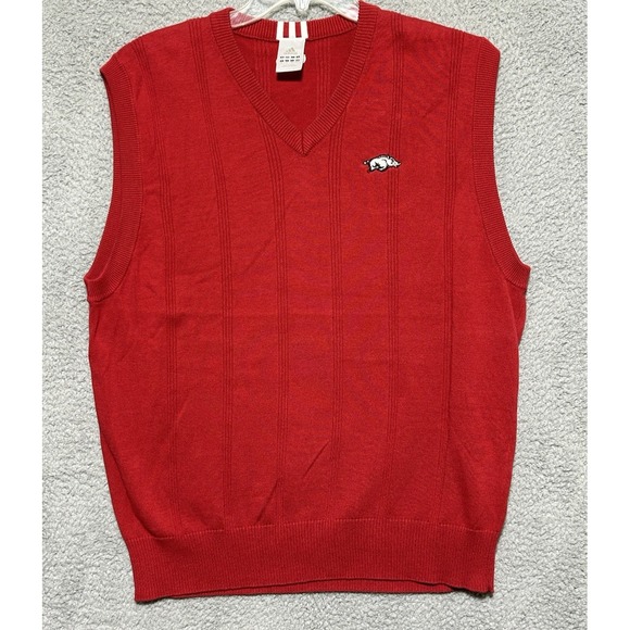 Arkansas Razorbacks Adidas Mens XL Gray Golf Sweater Vest Go Hogs - Picture 1 of 9